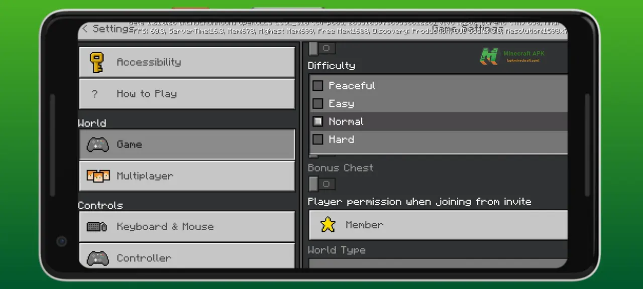 Minecraft-APK-Difficulty-Screenshot